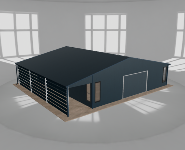 Garaż blaszany 9x9m z pomieszczeniem gospodarczym i wiatą Grafit