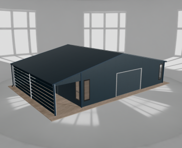 Garaż blaszany 9.5x7.5m z pomieszczeniem gospodarczym i wiatą Grafit