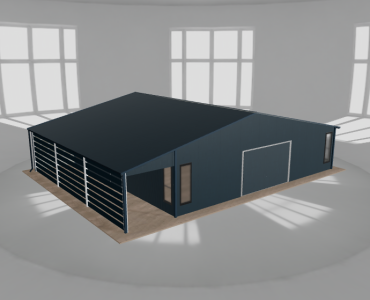 Garaż blaszany 9.5x8.5m z pomieszczeniem gospodarczym i wiatą Grafit
