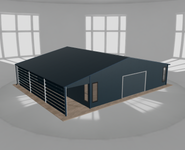 Garaż blaszany 9.5x9m z pomieszczeniem gospodarczym i wiatą Grafit