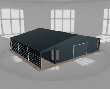 Garaż blaszany 9.5x9.5m z pomieszczeniem gospodarczym i wiatą Grafit