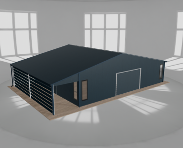 Garaż blaszany 10x7.5m z pomieszczeniem gospodarczym i wiatą Grafit