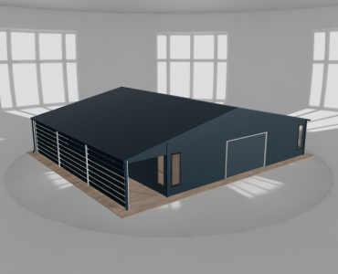 Garaż blaszany 10x10m z pomieszczeniem gospodarczym i wiatą Grafit