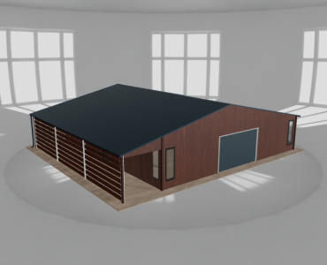 Garaż blaszany 10x10m z pomieszczeniem gospodarczym i wiatą Ciemny orzech