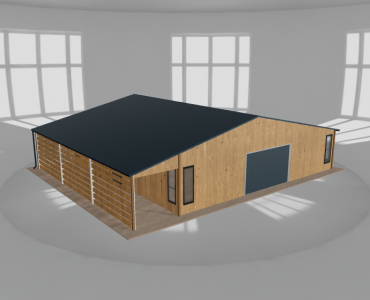 Garaż blaszany 10x9.5m z pomieszczeniem gospodarczym i wiatą Jasny orzech
