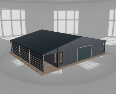 Garaż blaszany 9.5x9.5m z pomieszczeniem gospodarczym i wiatą Grafit drewno