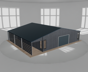 Garaż blaszany 10x9.5m z pomieszczeniem gospodarczym i wiatą Grafit drewno