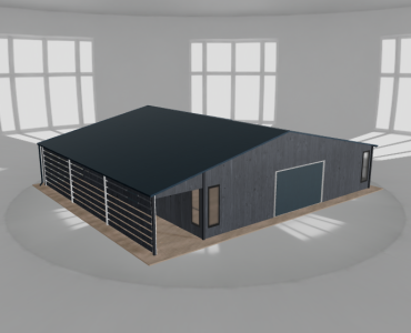 Garaż blaszany 10x10m z pomieszczeniem gospodarczym i wiatą Grafit drewno