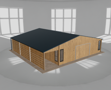 Garaż blaszany 8.5x9.5m z pomieszczeniem gospodarczym i wiatą Jasny orzech