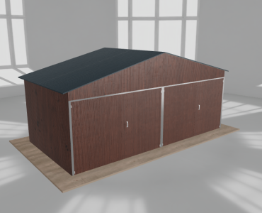 Garaż blaszany 6x3m dwustanowiskowy
  dwuspadowy Ciemny orzech