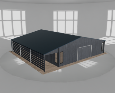 Garaż blaszany 9.5x10m z pomieszczeniem gospodarczym i wiatą Grafit drewno