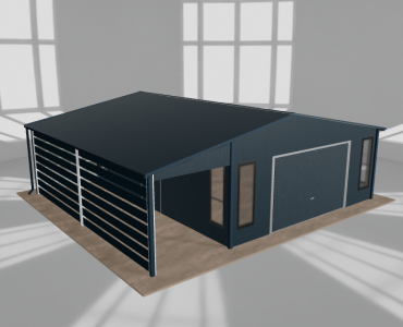 Garaż blaszany 5.5x6.5m z wiatą Grafit