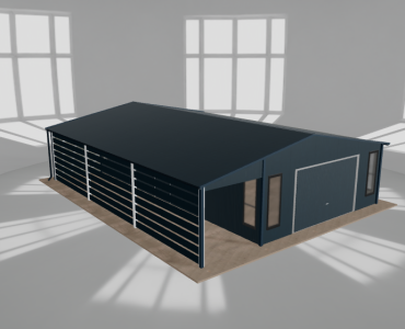 Garaż blaszany 5.5x9.5m z wiatą Grafit
