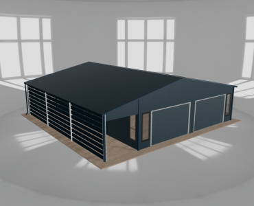 Garaż blaszany 8x9.5m z wiatą Grafit