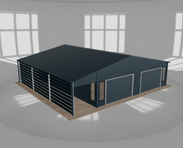 Garaż blaszany 8.5x9.5m z wiatą Grafit