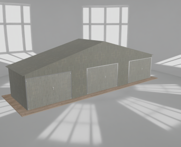 Garaż blaszany 11.5x3m trzystanowiskowy
  dwuspadowy Ocynk