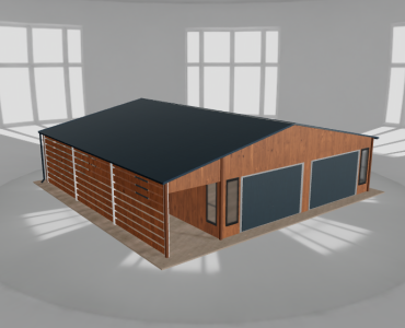 Garaż blaszany 8x9.5m z wiatą Złoty dąb