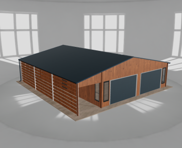 Garaż blaszany 8x10m z wiatą Złoty dąb