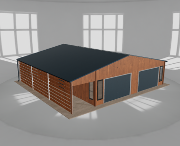 Garaż blaszany 8.5x9.5m z wiatą Złoty dąb