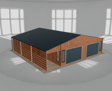 Garaż blaszany 8.5x10m z wiatą Złoty dąb