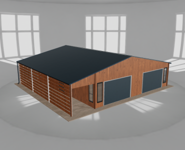 Garaż blaszany 9x9.5m z wiatą Złoty dąb