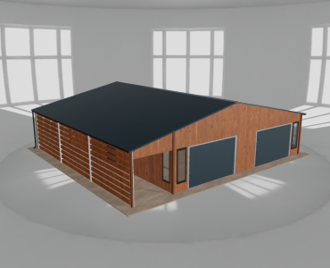 Garaż blaszany 9x10m z wiatą Złoty dąb