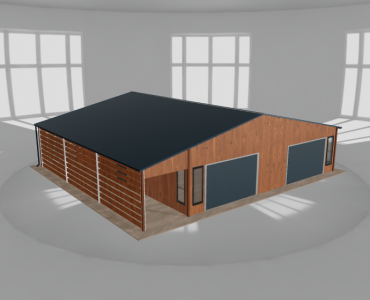 Garaż blaszany 9.5x10m z wiatą Złoty dąb