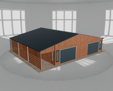 Garaż blaszany 10x9.5m z wiatą Złoty dąb