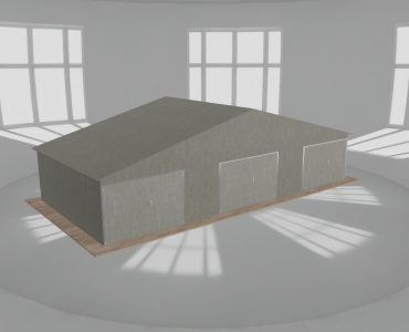 Garaż blaszany 12x5.5m trzystanowiskowy
  dwuspadowy Ocynk