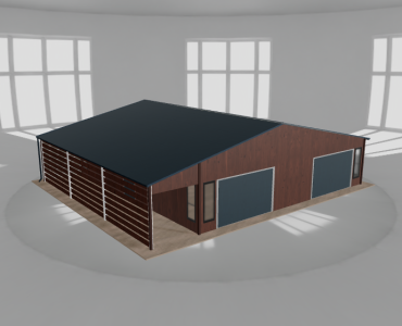 Garaż blaszany 10x10m z wiatą Ciemny orzech