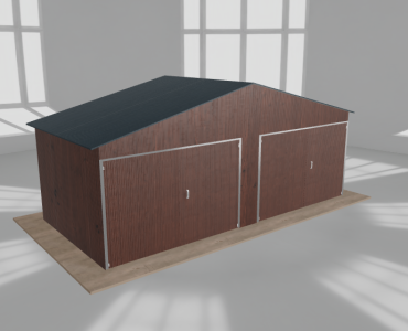 Garaż blaszany 6.5x3m dwustanowiskowy
  dwuspadowy Ciemny orzech