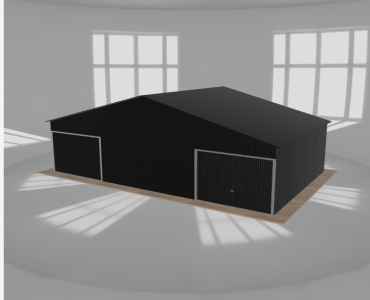 Garaż blaszany 10.5x6.5m dwustanowiskowy dwuspadowy Czarny