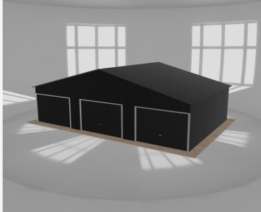 Garaż blaszany 10.5x7m trzystanowiskowy dwuspadowy Czarny