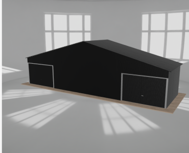 Garaż blaszany 12x3.5m dwustanowiskowy dwuspadowy Czarny