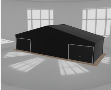 Garaż blaszany 12x4.5m dwustanowiskowy dwuspadowy Czarny