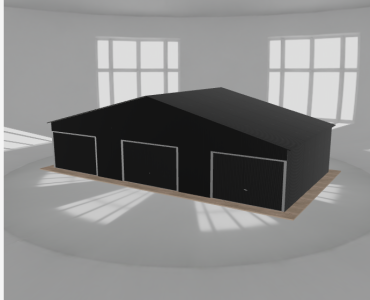 Garaż blaszany 12x6.5m trzystanowiskowy dwuspadowy Czarny