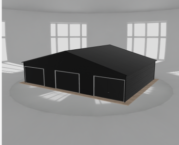 Garaż blaszany 12x9m trzystanowiskowy dwuspadowy Czarny