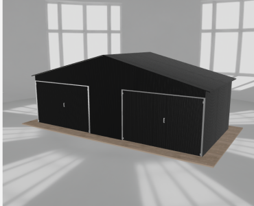 Garaż blaszany 7.5x3.5m dwustanowiskowy dwuspadowy Czarny