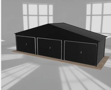 Garaż blaszany 9.5x3m trzystanowiskowy dwuspadowy Czarny