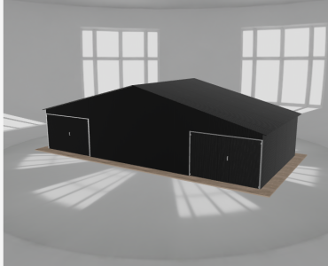 Garaż blaszany 11.5x5.5m dwustanowiskowy dwuspadowy Czarny