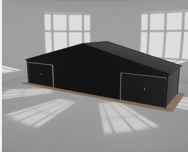 Garaż blaszany 12x3.5m dwustanowiskowy dwuspadowy Czarny
