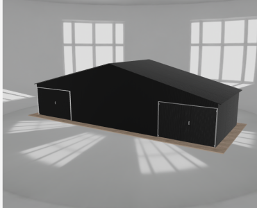Garaż blaszany 12x4.5m dwustanowiskowy dwuspadowy Czarny