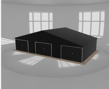 Garaż blaszany 12x7m trzystanowiskowy dwuspadowy Czarny