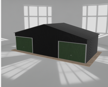 Garaż blaszany 9.5x4.5m dwustanowiskowy dwuspadowy Czarny