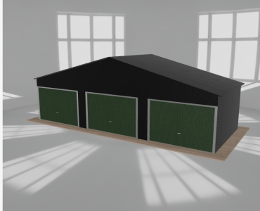 Garaż blaszany 10x4m trzystanowiskowy dwuspadowy Czarny