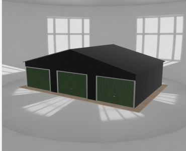 Garaż blaszany 10.5x7m trzystanowiskowy dwuspadowy Czarny