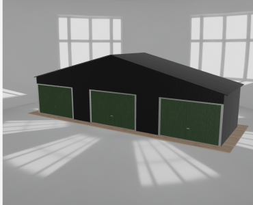 Garaż blaszany 11.5x3.5m trzystanowiskowy dwuspadowy Czarny