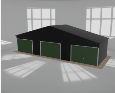 Garaż blaszany 11.5x4m trzystanowiskowy dwuspadowy Czarny