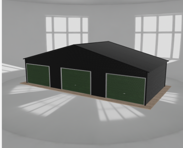 Garaż blaszany 11.5x5.5m trzystanowiskowy dwuspadowy Czarny