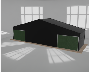 Garaż blaszany 12x3.5m dwustanowiskowy dwuspadowy Czarny